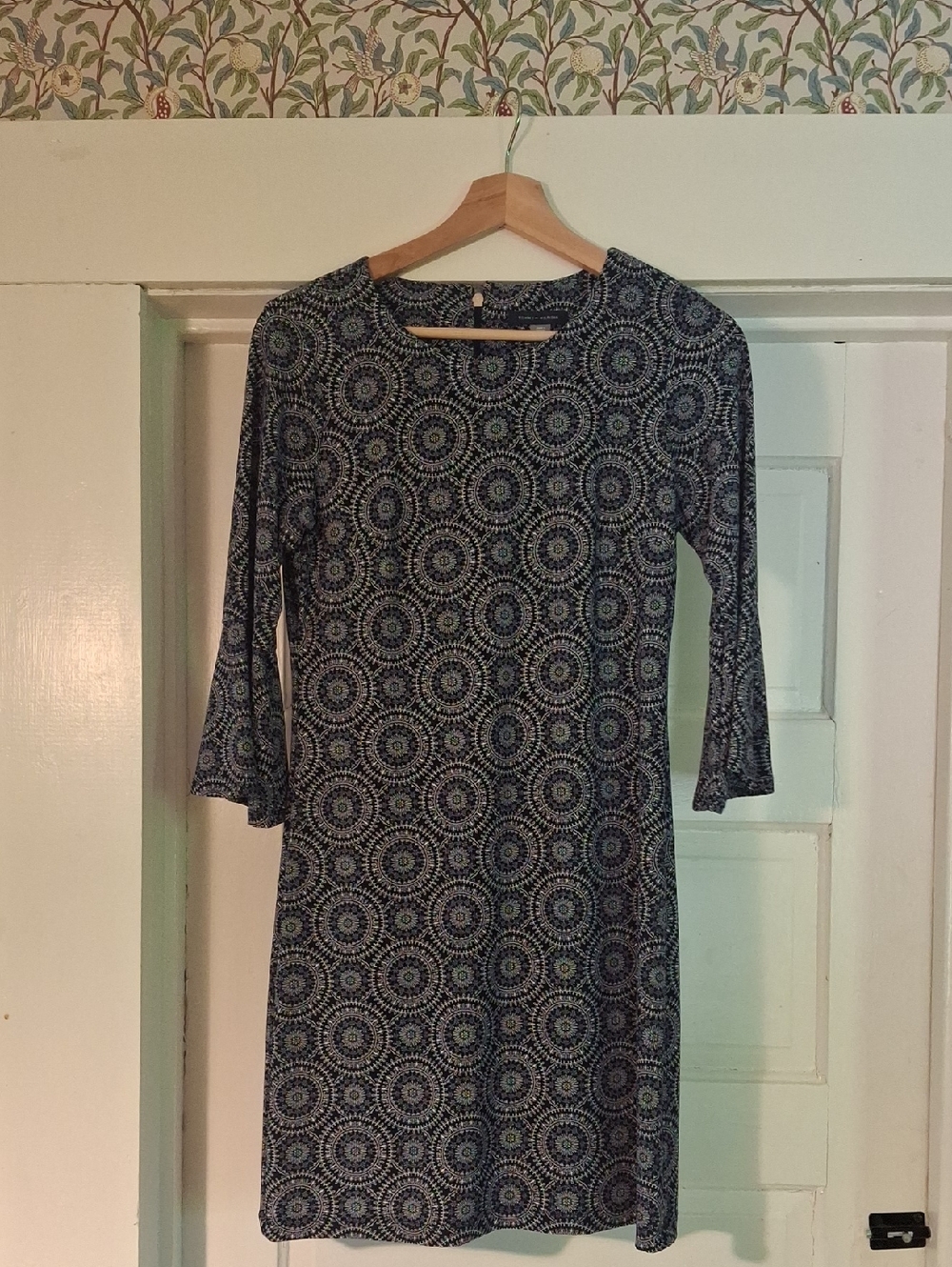 Tommy Hilfiger Navy and White Printed Shift Dress